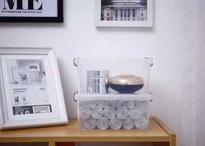 1.3 QT <b>Small</b> Storage Bins Plastic Storage <b>Container</b> Stackable Box with Lids for Organizing Clear White - Product Image 2