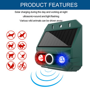 2PCS Red LED Flashing Solar <b>Strobe</b> <b>Light</b> IP65 Waterproof High-frequency Ultrasonic Audio-visual Alarm Warming <b>Lights</b> Model - Product Image 2