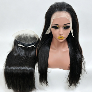 Promotion 78$ Letsfly Perruques frontales en dentelle complète 10A, densité 280%, lisses, avec ligne de cheveux pré-épilée, 20-26 pouces, cheveux humains naturels - Product Image 1