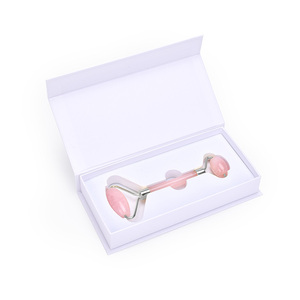 Face skin care natural rose quartz golden frame face jade stone roller - Product Image 5