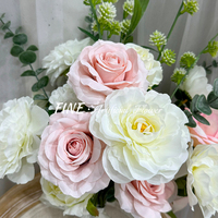 Bouquet de fleurs en soie rose et blanche pour mariage, Nouvel An et Halloween - Centre de table - Taille personnalisable