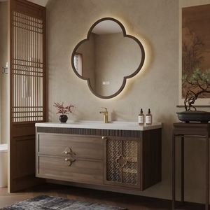 BALOM Vintage Classic Style Bathroom Cabinet Large Capacity Wood Plywood <b>Vanity</b> with Smart Mirror and OEM Factory - Product Image 2