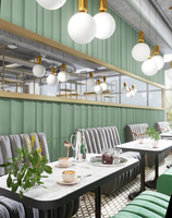 Bancone Bar di Design Moderno e Lussuoso in Acciaio Inox e Vetro Temperato per Caffetteria/Ristorante, Decorazione d'Interni 10x15ft