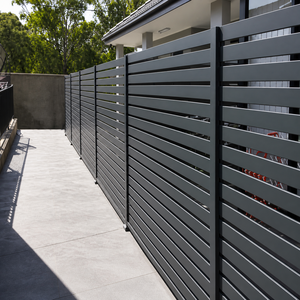 Kit <span class=keywords><strong>de</strong></span> Panel <span class=keywords><strong>de</strong></span> Cerca <span class=keywords><strong>de</strong></span> Privacidad <span class=keywords><strong>de</strong></span> Aluminio, Tornillos Incluidos, <span class=keywords><strong>Listones</strong></span> Horizontales, Fácil Montaje, Recubrimiento en Polvo Negro - Product Image 1