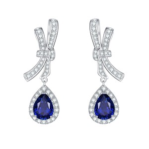 Pendientes de Plata y Oro con Forma de Bola de Zafiro, Regalo para Amigas - Product Image 1
