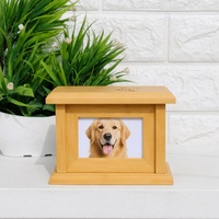 Urne funéraire en bambou pour animaux de compagnie avec cadre photo et empreinte de patte gravée, urne pour chien, urne pour chat, boîte commémorative en bois