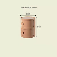 Table de chevet ronde moderne en plastique style crème, petite armoire de rangement simple sans poignée pour chambre à coucher