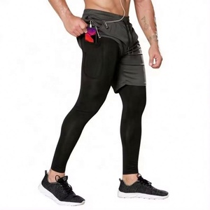 2 en 1 Gym Wear Cross Fit Shorts Mens Workout Short Sports Running With Inner Phone Pockets Compression - Product Image 3