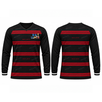 Maillot de football à manches longues pour homme en tissu anti-humidité avec col en V pour projets d'étiquettes indépendantes et commandes en gros
