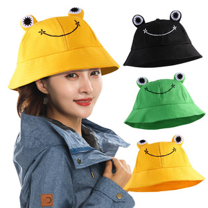 Cute Frog Sun Hat For Kids Breathable Cartoon Fisherman Hat Outdoor Protection Yellow Black Green - Product Image 1