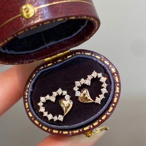 Aretes de Diamantes Xinfly con Diseño de Corazón, Corte Brillante Natural, Oro 18k AU750, Joyería para Novia, Regalo de Boda, Hipoalergénicos y Duraderos - Product Image 1