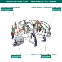 SageDelightRides Ensemble de jeux d'extérieur commercial pour enfants avec toboggan double spirale, toboggan ondulé, pont, escaliers et rampes, vente en gros