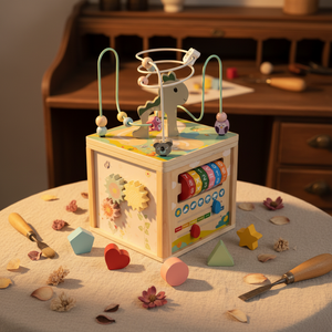 Jouet éducatif multifonctionnel <span class=keywords><strong>en</strong></span> <span class=keywords><strong>bois</strong></span> pour enfants : Boîte au trésor Baibao avec <span class=keywords><strong>perles</strong></span> rotatives pour l'éveil et la motricité fine - Product Image 6