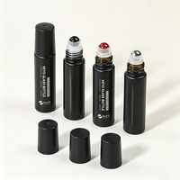 Flacon roll-on en verre de 10 ml pour parfum, vide, pour huiles essentielles, déodorant, avec bille en acier ou plastique et pierre précieuse