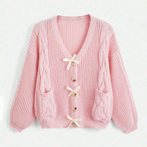 Otoño e Invierno suelto nuevo estilo perezoso diseño suéter Top tejido cárdigan pajarita suéter <span class=keywords><strong>chaqueta</strong></span> para <span class=keywords><strong>mujer</strong></span> - Product Image 5
