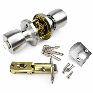 Poignée de porte cylindrique noire avec clés pour portes intérieures en bois de chambre et de salle de bain - Product Image 3