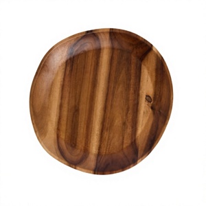 Assiette de service ronde en bois écologique, durable, lavable au lave-vaisselle, polie, design classique AZ ENTERPRISES AZE-486 - Product Image 2