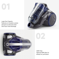 Aspirateur cylindrique sans sac à main OEM avec moteur 800W, réservoir de poussière de 1,6L, filtration HEPA, aspirateur à fil et à canister
