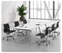 Meubles de bureau haut de gamme, table de réunion personnalisée en aluminium chromé noir, blanc, noyer pour salle de réunion