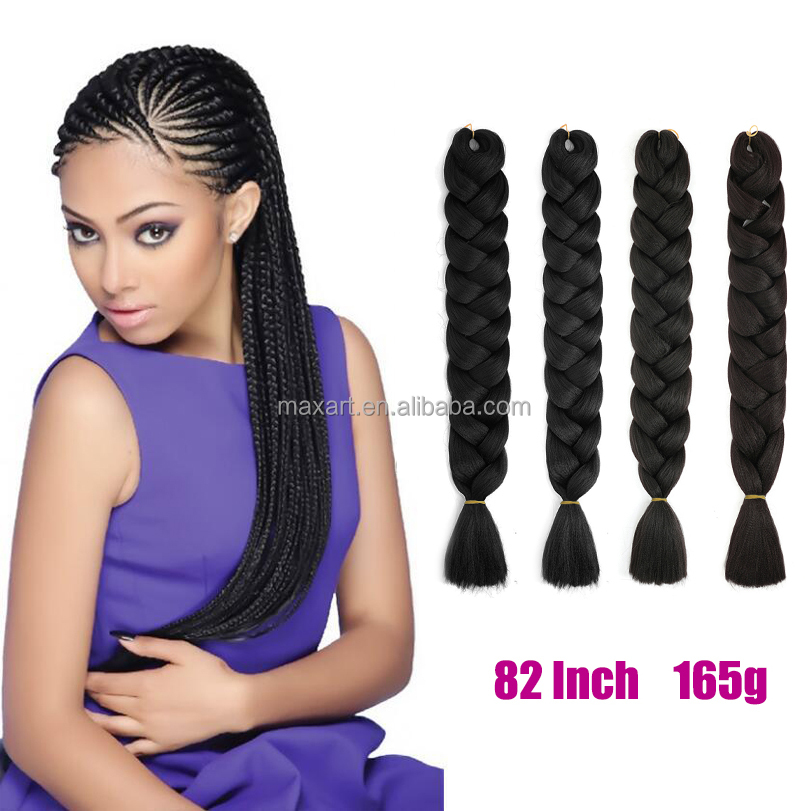 Экспрессия, ультра Jumbo плетение волос 82 "165 г/упак. яки прямые синтетические волосы оплетки набор горячей воды