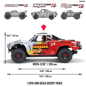 ARRMA 1/8 MOJAVE 4S BLX 4WD Desert Truck Brushless RTR 50+MPH Camioneta RC de Alta Velocidad para Pistas Cortas Spektrum Smart # ARA4404T2 - Product Image 5