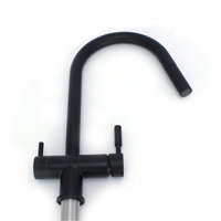 Robinet de cuisine extractible 4 voies de qualité commerciale, noir mat, en acier inoxydable, avec double poignée et filtre à eau