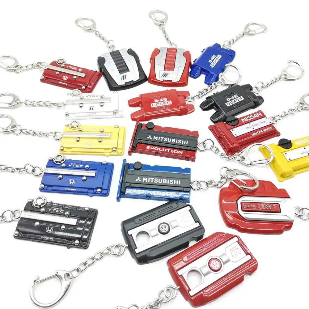 Porte-clés en alliage de zinc de capot de moteur de voiture personnalisé charme en émail doux porte-clés en métal de dessin animé personnalisé