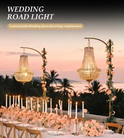 Centre de table de luxe de style européen en cristal doré, support à fleurs, éclairage de chemin, éclairage de mariage, décoration pour la maison, les fêtes et les salles de banquet