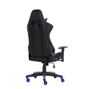 Poltrona minimalista nera E blu sedia da corsa comoda E-sport in pelle sintetica per uso ufficio o Desktop - Product Image 6