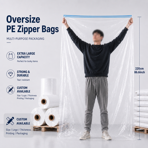 Oversize PE Zipper Bags Clear Plastic Storage Bag <b>Large</b> Capacity Tear Resistant Custom Packaging for Moving - Product Image 1