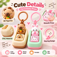 Porte-clés amusant en PVC Capybara Lapin, jouet clicker avec interrupteur tactile, pendentif anti-stress