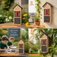 Nichoir vertical en bois pour insectes, boîte à abeilles suspendue, hôtel à abeilles en bois naturel pour la décoration de jardin et l'habitat de la faune.