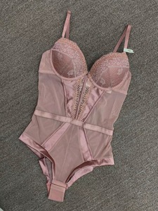 Quality Lace Shapewear <b>Bodysuit</b> with Beautiful Back Hollow See-through Design for Women Light <b>Control</b> Thin Fabric Sexy - Product Image 5