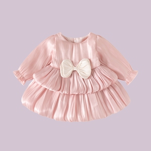 2025 autunno stagione balze bebè battesimo abito torta con fiocco per neonato 1 ° compleanno vestito per 0-12 mesi bambina - Product Image 3