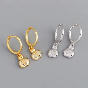 Nouveau Design Unique 925 boucles d'oreilles en argent Sterling cerceau mignon insérer coccinelle Zircon pavé boucles d'oreilles pour les femmes bijoux fins