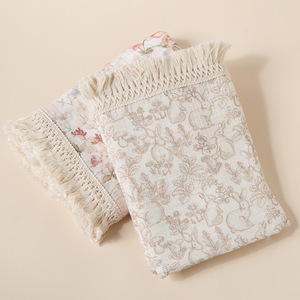 ผ้าห่มเด็กทารกคุณภาพสูง ผ้าก๊อซพิมพ์ลายผลไม้ พร้อมพู่ห้อย ผ้าห่อตัวเด็กอ่อน ผ้าคลุมเด็ก ผ้าห่มรถเข็นเด็กแบบมุสลิม - Product Image 4