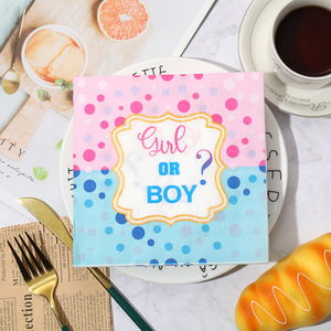 Girl Or Boy Printed Paper Napkins 330mm Themed Party Disposable Serviettes - Product Image 2