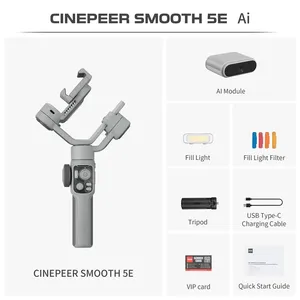 CINEPEER Smooth 5E คาร์บอนไฟเบอร์ กิมบอลกันสั่นสำหรับ iPhone/Android สมาร์ท<span class=keywords><strong>โฟน</strong></span> ระบบติดตาม AI หมุนได้ 360 องศา พร้อมระบบในตัว - Product Image 5