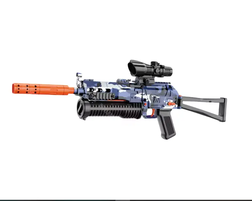 PP19 pistol mainan Blaster elektrik 7MM Ammos, senapan ledakan pistol nilon Gear Splatter launche menembak permainan pistol senapan untuk dewasa