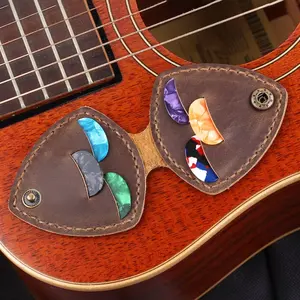 Guitar Pick Chủ Pouch Da Chính Hãng Tùy Chỉnh Guitar Pick Bộ Sưu Tập Chủ Plectrums Túi 6 Khe Cắm Chọn Chủ Sở Hữu Cho Guitar