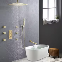 Ensemble de salle de bain de luxe à système dissimulé, mitigeur de douche à poignée unique, jets de pluie douce et de massage, en acier inoxydable