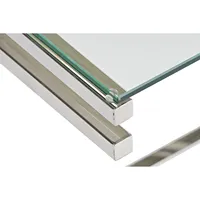 Table basse en acier inoxydable avec plateau en verre 120x60x45cm finition argentée