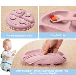 Wholesale BPA Free 10pcs Silicone Baby Feeding Supplies Set Suction <strong>Bowl</strong> and Plate Fork Spoon Bib - Product Image 4