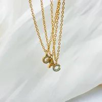 EManco Dropshipping - Collar Personalizado con Iniciales y Cadena de Serpiente Plana de Acero Inoxidable, Joyería para Mujer, Venta al por Mayor