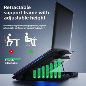 Dispositif de refroidissement pour <span class=keywords><strong>ordinateur</strong></span> <span class=keywords><strong>portable</strong></span> à double <span class=keywords><strong>ventilateur</strong></span> <span class=keywords><strong>silencieux</strong></span> refroidi par air en aluminium et plastique N22 pour ordinateurs portables de jeu de 12 à 17 pouces - En stock - Product Image 4
