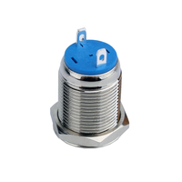 Interrupteur momentané à bouton métallique surélevé de 12 mm, 1NO, à bornes à souder, étanche IP65, pour commande de machines