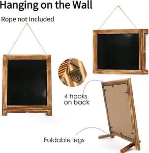 Tablero de tiza magnética para colgar en la pared, tablero de <span class=keywords><strong>caballete</strong></span> negro de mesa con marco de madera pequeño plegable de pie - Product Image 5
