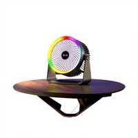 Ventilateur de bureau multifonctionnel en plastique pour dortoir, recharge USB, moteur silencieux sans balais à 5 vitesses, veilleuse LED, 5 modes d'éclairage