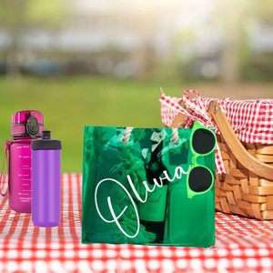 Borsa Tote da donna in PVC olografico da 18 pollici rosa di cotone spesso con cerniera lettera impermeabile per Shopping portatile da spiaggia - Product Image 5