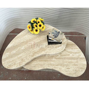 Travertin de nidification salon salon de luxe Solide pierre table à café imbriquées <span class=keywords><strong>gigogne</strong></span> table basse de luxe moderne dorée centre table - Product Image 3